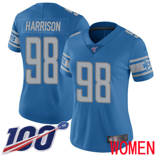Detroit Lions Limited Blue Women Damon Harrison Home Jersey NFL Football #98 100th Season Vapor Untouchable